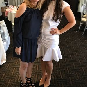 Veronica Beard Bell Button Down Ruched Shirtdress